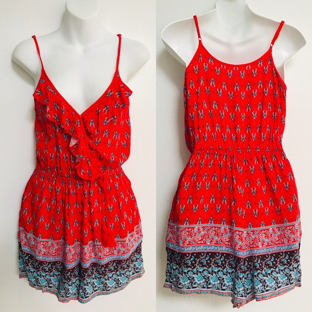 Sweet Bohemian FLORAL Ruffled Shorts ROMPER Playsuit Small